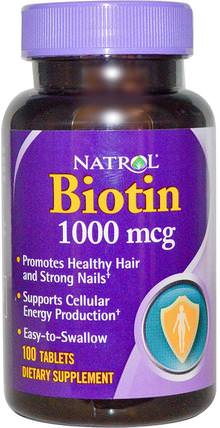 Biotin, 1000 mcg, 100 Tablets by Natrol, 維生素，維生素B，生物素 HK 香港