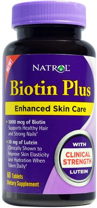 Biotin Plus with Lutein, 60 Tablets by Natrol, 維生素，維生素B，生物素 HK 香港