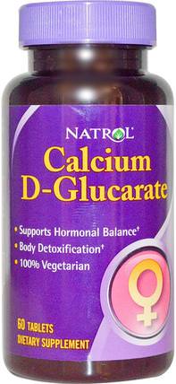 Calcium D-Glucarate, 60 Tablets by Natrol, 補充劑，礦物質，鈣，葡萄糖酸鹽，健康，女性 HK 香港
