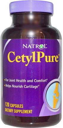 Cetyl Pure, 120 Capsules by Natrol, 補充劑，cmo十六烷基肉荳蔻酸酯，骨，骨質疏鬆症，關節健康 HK 香港