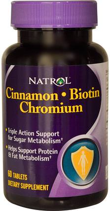Cinnamon Biotin Chromium, 60 Tablets by Natrol, 草藥，肉桂提取物，礦物質，吡啶甲酸鉻 HK 香港