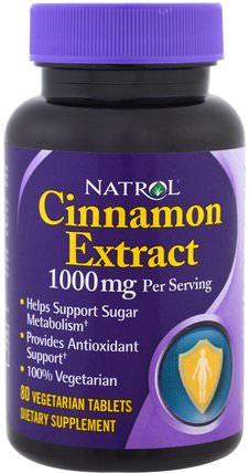 Cinnamon Extract, 1.000 mg, 80 Veggie Tabs by Natrol, 草藥，肉桂提取物 HK 香港