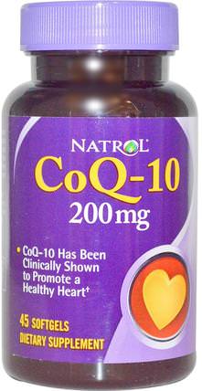 Co-Q10, 200 mg, 45 Softgels by Natrol, 補充劑，輔酶q10，coq10 200毫克 HK 香港