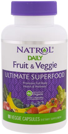 Daily Fruit & Veggie, Ultimate Superfood, 90 Veggie Caps by Natrol, 補品，超級水果 HK 香港