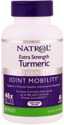 Extra Strength Turmeric, 60 Capsules by Natrol, 補充劑，抗氧化劑，薑黃素，薑黃 HK 香港
