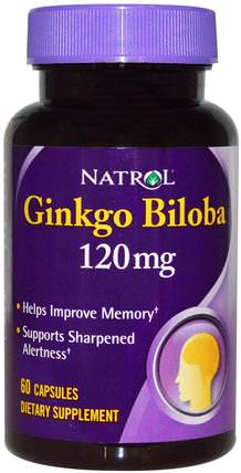Ginkgo Biloba, 120 mg, 60 Capsules by Natrol, 草藥，銀杏葉 HK 香港