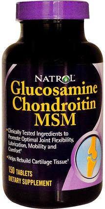 Glucosamine Chondroitin MSM, 150 Tablets by Natrol, 補充劑，氨基葡萄糖軟骨素 HK 香港