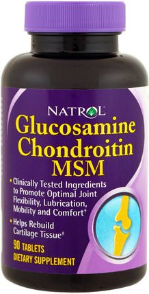 Glucosamine Chondroitin MSM, 90 Tablets by Natrol, 補充劑，氨基葡萄糖 HK 香港