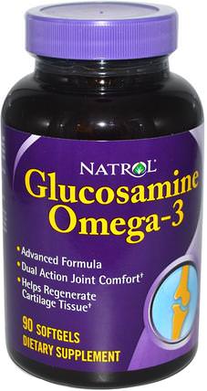 Glucosamine Omega-3, 90 Softgels by Natrol, 補充劑，氨基葡萄糖 HK 香港