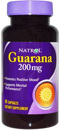 Guarana, 200 mg, 90 Capsules by Natrol, 健康，注意力缺陷障礙，添加，adhd，大腦，記憶 HK 香港