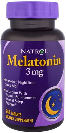 Melatonin, 3 mg, 240 Tablets by Natrol, 補充劑，睡眠，褪黑激素 HK 香港