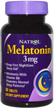 Melatonin, 3 mg, 60 Tablets by Natrol, 補充劑，睡眠，褪黑激素 HK 香港