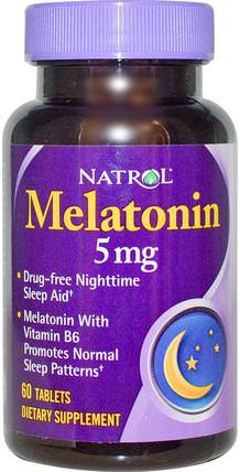 Melatonin, 5 mg, 60 Tablets by Natrol, 補充劑，褪黑激素5毫克 HK 香港
