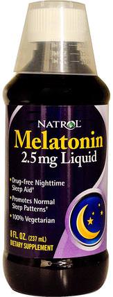 Melatonin, Liquid, 2.5 mg, 8 fl oz (237 ml) by Natrol, 補充劑，褪黑激素液 HK 香港