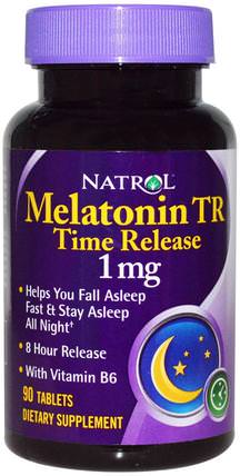 Melatonin TR, Time Release, 1 mg, 90 Tablets by Natrol, 補充劑，褪黑激素釋放時間 HK 香港