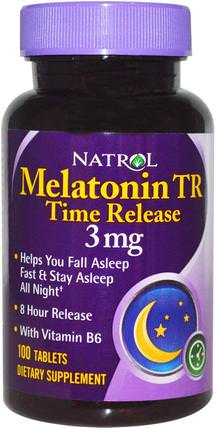 Melatonin TR, Time Release, 3 mg, 100 Tablets by Natrol, 補充劑，睡眠，褪黑激素 HK 香港