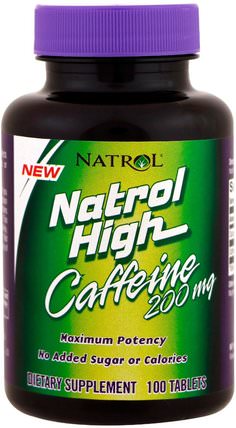 Natrol High Caffeine, 200 mg, 100 Tablets by Natrol, 健康，精力 HK 香港