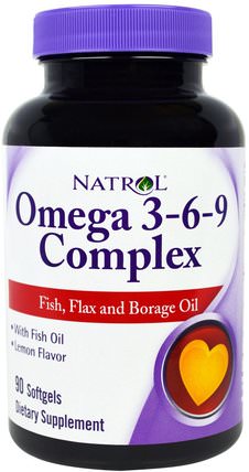 Omega 3-6-9 Complex, Lemon Flavor, 90 Softgels by Natrol, 補充劑，efa omega 3 6 9（epa dha），魚油 HK 香港