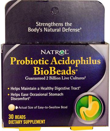 Probiotic Acidophilus BioBeads, 30 Beads by Natrol, 補充劑，益生菌，穩定益生菌，嗜酸性珍珠 HK 香港