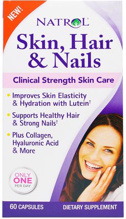 Skin, Hair & Nails, Clinical Strength Skin Care, 60 Capsules by Natrol, 健康，女性，皮膚，頭髮補充劑，指甲補充劑，皮膚補充劑 HK 香港