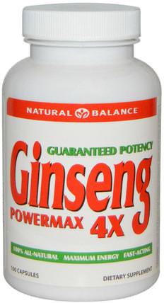 Ginseng Powermax 4X, 100 Veggie Caps by Natural Balance, 健康，大腦和認知功能 HK 香港
