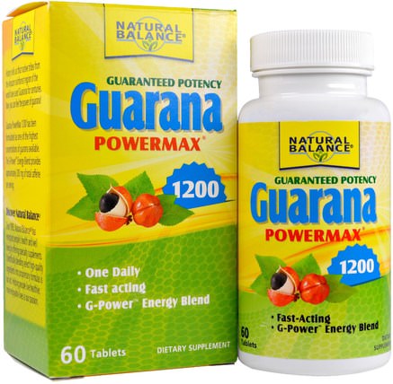 Guarana Powermax 1200, 60 Tablets by Natural Balance, 草藥，瓜拉納 HK 香港