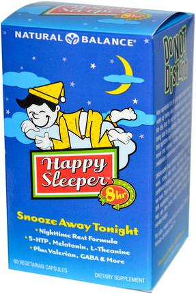 Happy Sleeper, 8 Hr, 60 Veggie Caps by Natural Balance, 補充劑，5-htp HK 香港