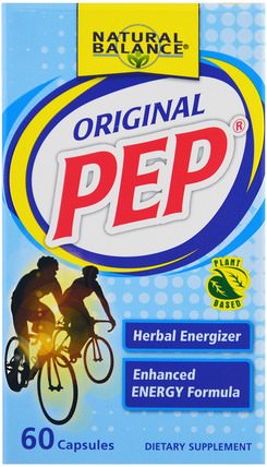 Original PEP, Herbal Energizer, 60 Capsules by Natural Balance, 健康，精力 HK 香港
