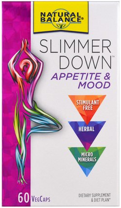 Slimmer Down, Appetite & Mood, 60 Veggie Caps by Natural Balance, 健康，飲食 HK 香港