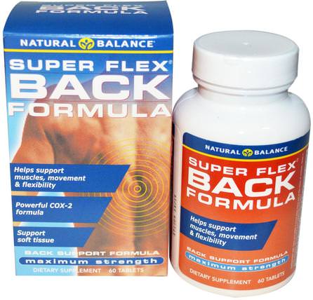 Super Flex Back Formula, Maximum Strength, 60 Tablets by Natural Balance, 補充劑，抗氧化劑，薑黃素，薑黃，草藥，卡瓦卡瓦 HK 香港