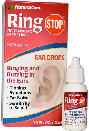 Ring Stop, Ear Drops, 0.5 fl oz (15 ml) by Natural Care, 補品，順勢療法，聽力和耳鳴，耳朵和聽力產品 HK 香港