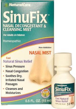 SinuFix, Nasal Decongestant & Cleansing Mist, 0.5 fl oz (15 ml) by Natural Care, 健康，鼻腔健康，鼻腔噴霧劑 HK 香港