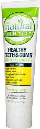 Healthy Teeth & Gums, Fluoride Toothpaste, Peppermint Twist, 5.0 oz (142 g) by Natural Dentist, 沐浴，美容，牙膏，口腔牙齒護理，牙齒美白 HK 香港
