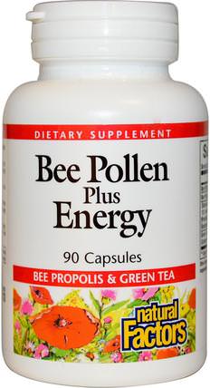 Bee Pollen Plus Energy, 90 Capsules by Natural Factors, 補充劑，蜂產品，慢性疲勞綜合徵cfs HK 香港