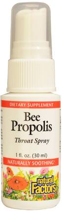 Bee Propolis Throat Spray, 1 fl oz (30 ml) by Natural Factors, 健康，感冒流感和病毒，喉嚨護理噴霧 HK 香港