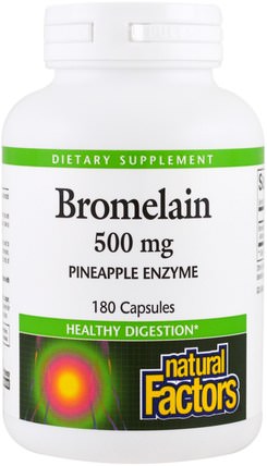 Bromelain, 500 mg, 180 Capsules by Natural Factors, 補充劑，酶，菠蘿蛋白酶 HK 香港