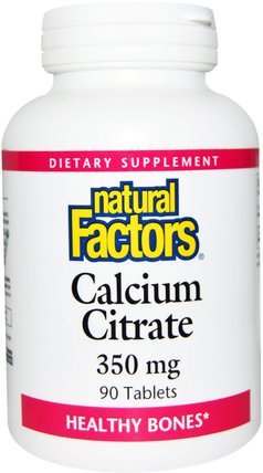 Calcium Citrate, 350 mg, 90 Tablets by Natural Factors, 補品，礦物質，檸檬酸鈣 HK 香港