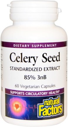 Celery Seed, Standardized Extract, 60 Veggie Caps by Natural Factors, 草藥，芹菜種子 HK 香港