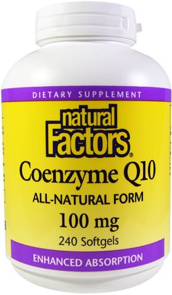 Coenzyme Q10, 100 mg, 240 Softgels by Natural Factors, 補充劑，輔酶q10，coq10 HK 香港
