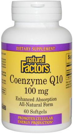 Coenzyme Q10, 100 mg, 60 Softgels by Natural Factors, 補充劑，輔酶q10，coq10 HK 香港