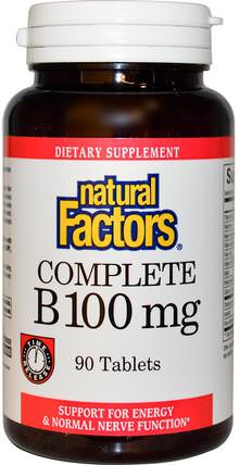 Complete B, 100 mg, 90 Tablets by Natural Factors, 維生素，維生素B，維生素B複合物，維生素B複合物100 HK 香港