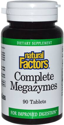 Complete Megazymes, 90 Tablets by Natural Factors, 補充劑，酶，消化酶 HK 香港