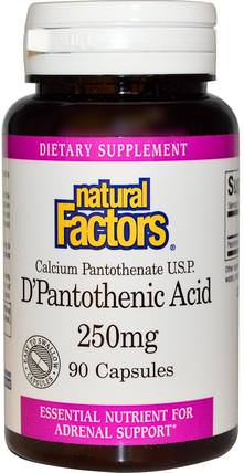 DPantothenic Acid, 250 mg, 90 Capsules by Natural Factors, 維生素，維生素b，維生素b5 - 泛酸 HK 香港