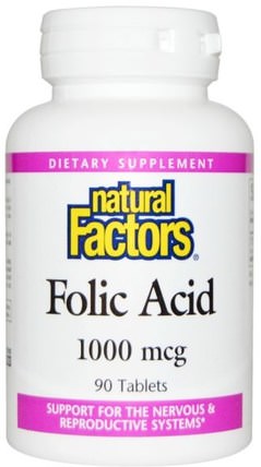 Folic Acid, 1.000 mcg, 90 Tablets by Natural Factors, 維生素，葉酸 HK 香港