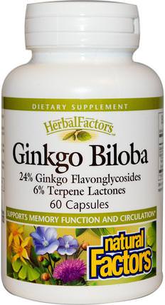 Ginkgo Biloba, 60 Capsules by Natural Factors, 草藥，銀杏葉 HK 香港