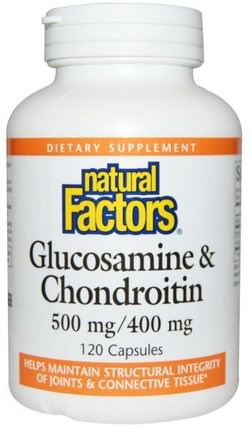 Glucosamine & Chondroitin, 500 mg/400 mg, 120 Capsules by Natural Factors, 補充劑，氨基葡萄糖軟骨素，健康，骨骼，骨質疏鬆症，關節健康 HK 香港