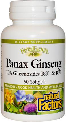 HerbalFactors, Panax Ginseng, 60 Softgels by Natural Factors, 補充劑，adaptogen，感冒和病毒，人參 HK 香港
