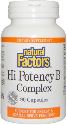 Hi Potency B Complex, 90 Capsules by Natural Factors, 維生素，維生素b，維生素b複合物 HK 香港