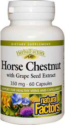 Horse Chestnut with Grape Seed Extract, 350 mg, 60 Capsules by Natural Factors, 草藥，七葉樹 HK 香港