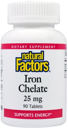 Iron Chelate, 25 mg, 90 Tablets by Natural Factors, 補品，礦物質，鐵 HK 香港